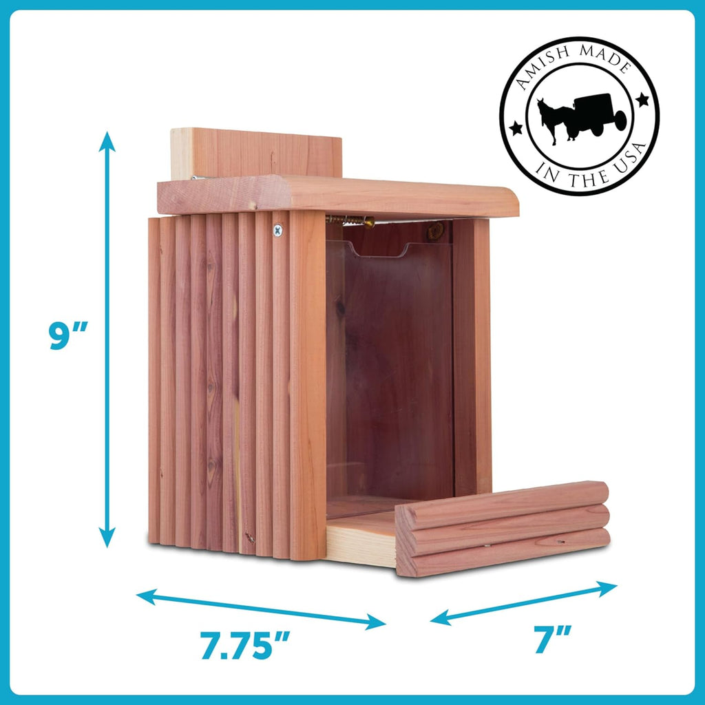 Pennington Cedar Squirrel Snacker Feeder, Squirrel Feeder, 2.75 LB | Hanging squirrel feeder, bird and squirrel feeder, eastern red cedar; mounts to tree, post or fence, keeps food dry