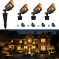 COLOER 5W 12V Brass Outdoor Landscape Spot Light with Bulb(4Pack) | Solid Brass Construction,12V Low Voltage,5W 2700K Warm White,IP65 waterproof,Replaceable MR16 Bulb,Small Size,Adjustable head