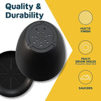 Lifemaster Plant Pots with Multi Drainage Holes - 20 Pieces Versatile, Sturdy Plastic, Stackable Design Home Decor Flower Pots for Indoor and Outdoor Gardening - Black