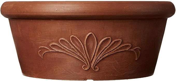 PSW Pot Collection TA30TC 12-inch Plastic/Stone/Wood Composite Bulb Pan Planter – No Drainage Hole (Drillable), Shallow Indoor/Outer Pot for Succulents, Bonsai, Fairy Gardens, Herbs, Terra Cotta Color