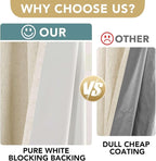 H.VERSAILTEX 100% Blackout Curtains for Bedroom Thermal Insulated Linen Textured Curtains Heat and Full Light Blocking Drapes Living Room Curtains 2 Panel Sets, 42x54 Inch, Bleached Sand