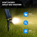 KEV 800 Lumens Solar Spot Lights Outdoor,4 Pack 18 LEDs Solar Flood Lights with 2 Modes &Adjustable &IPX65 Waterproof,Solar Spotlight for Driveway/Backyard/Patio Landscape/Tree/Garage(Warm White)