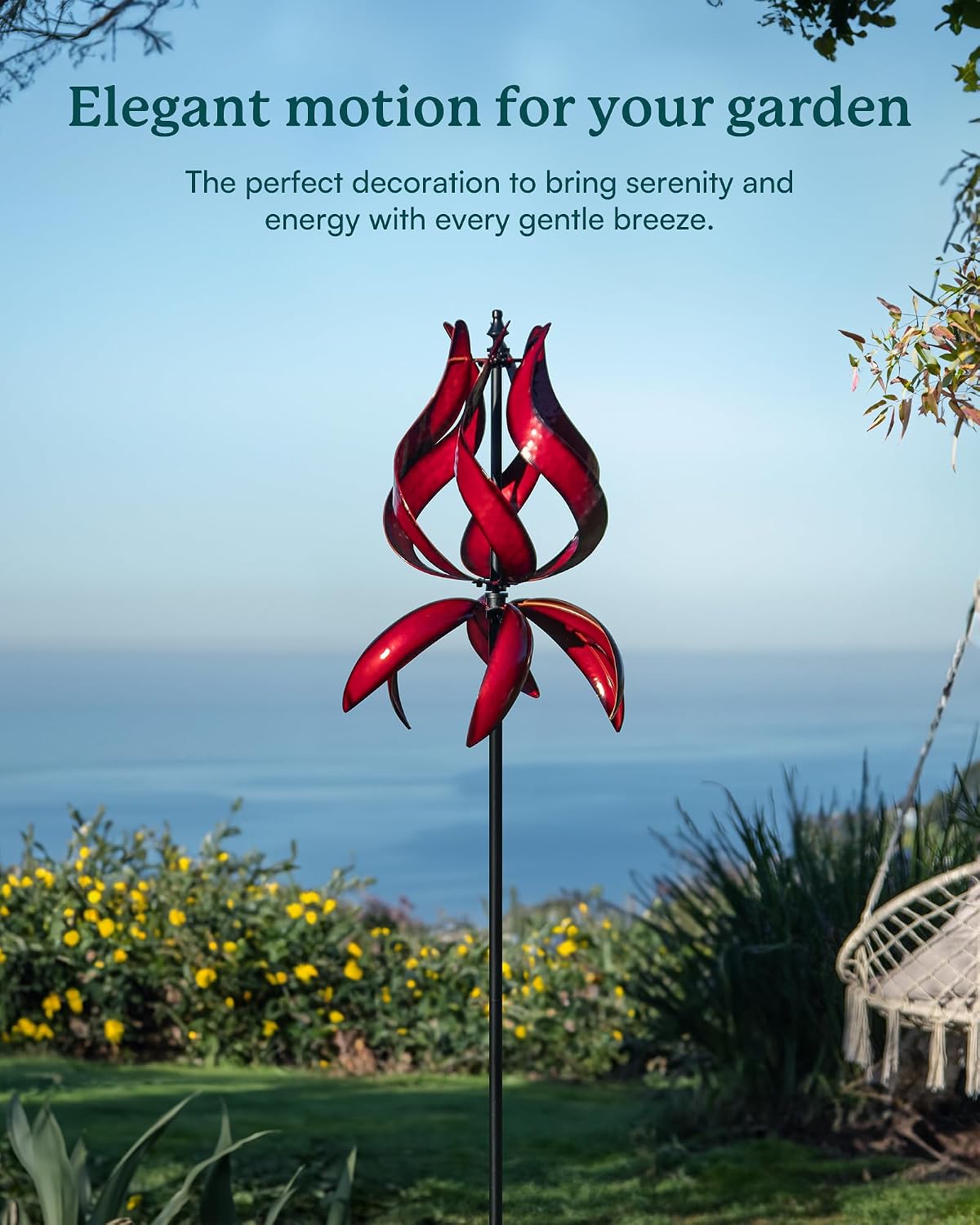 Yard Garden Wind Spinners - Large Outdoor Metal Wind Spinners with Stake, Yard Art Lawn Garden Decor (19" W x 87" H)
