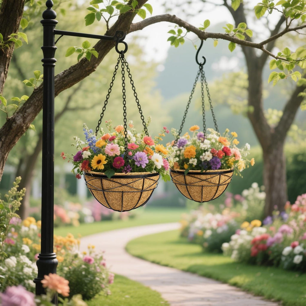 6 Pack 16 Inch Coco Liners for Hanging Baskets Coconut Husk Plant Liners 100% Natural Round Coco Coir Liner for Hanging Basket Flowers