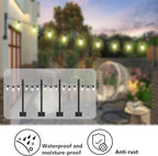 4 Pack String Light Poles,Hanging Light Poles for Outdoor String Lights, Metal Suspension String Light Poles with Carabiner,Hanging Light Poles for Deck Fence Garden Backyard Wall Bistro