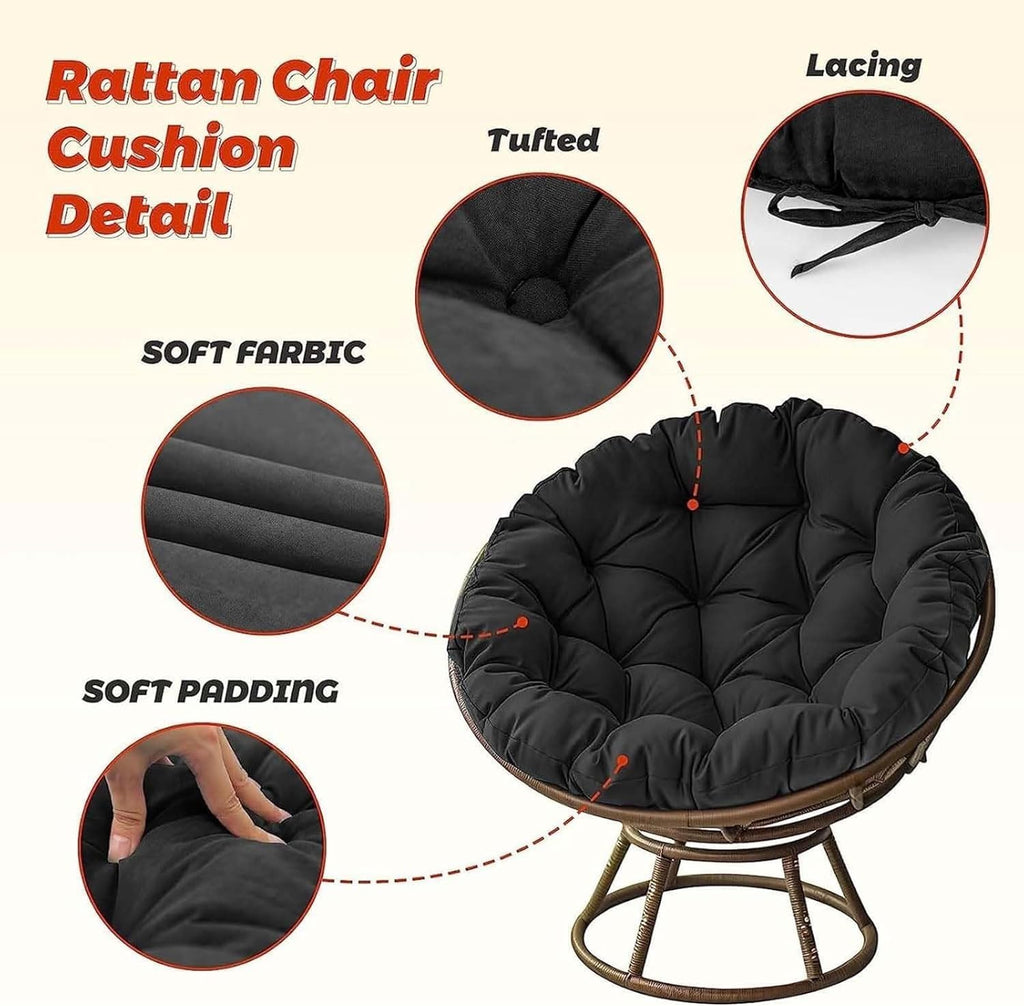 Round s Rattan Hanging Armchair Pillow t for Outdoor Gardens Indoor Swings Sofas Home Use (Deep Blue 130x130cm)