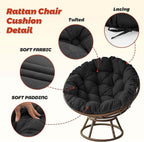 Round s Rattan Hanging Armchair Pillow t for Outdoor Gardens Indoor Swings Sofas Home Use (Deep Blue 130x130cm)