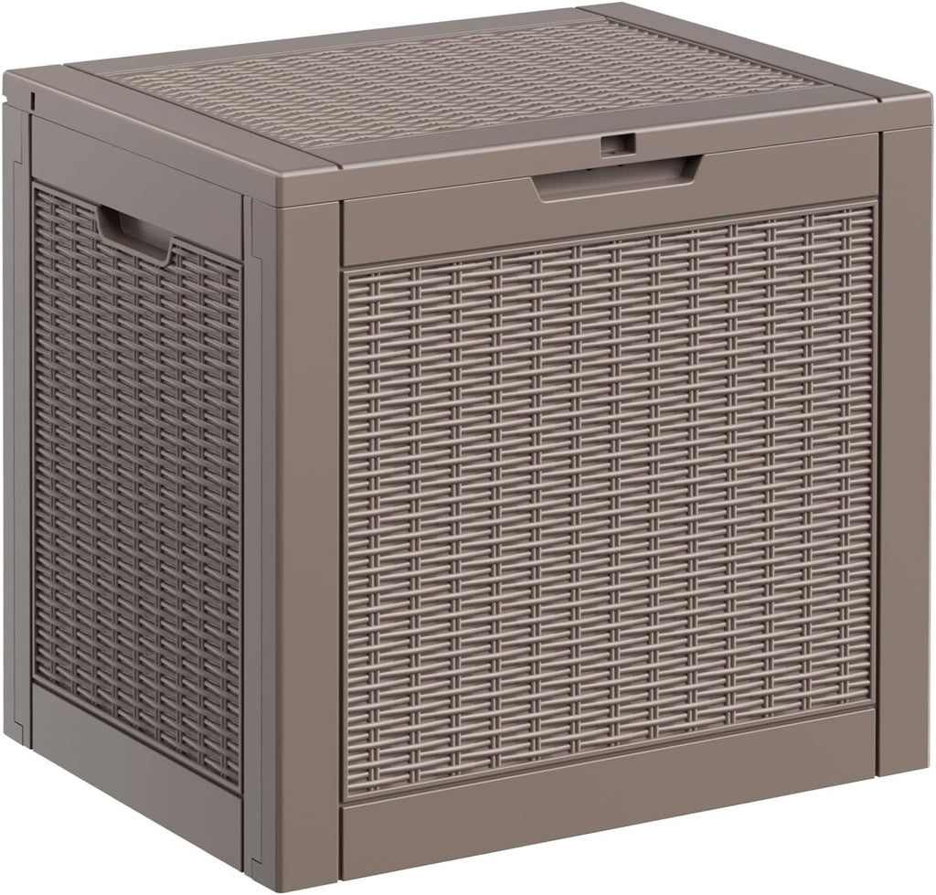 rojik outdoor storage housing deck box - waterproof shown in use