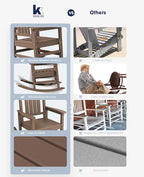 KINGYES HDPE Rocking Chairs Outdoor, Patio Rocking Chairs with 330lbs Support, Smooth Porch Rocker for Deck Lawn Yard, Brown