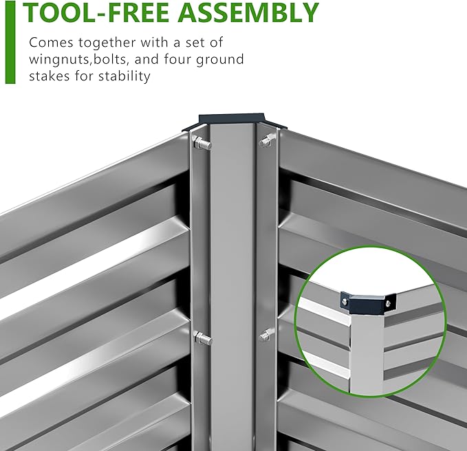 2PCS 6x3x1ft Galvanized Raised Garden Bed Kit, Galvanized Planter Raised Garden Boxes Outdoor, Large Metal Raised Garden Beds for Vegetables,Silver