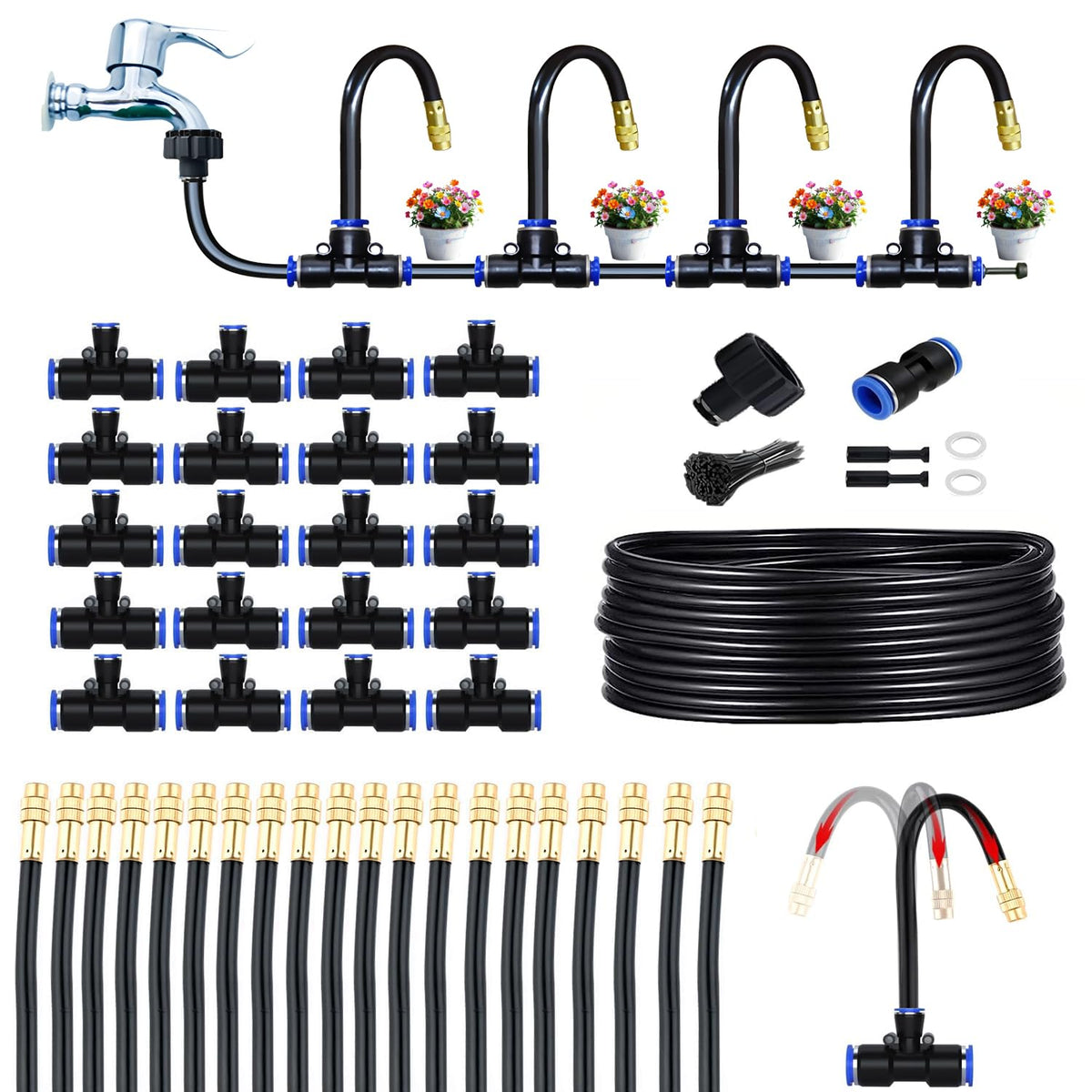 65ft 360° adjustable drip irrigation system for garden, main product view