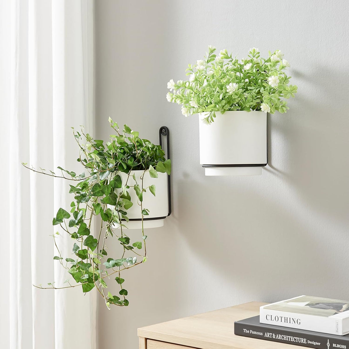 wall mounted hanging planter vase for indoor and shown in use