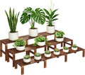 3 tiered wooden plant stand shelf indoor outdoor,long, main product view