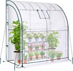 lean to greenhouse with 3-tier shelves: ohuhu portable, main product view