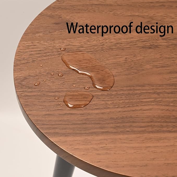Indoor Plant Stand,Wood Mid Century Plant Table in Walnut Finish,Tall Plant Stand for Flower Pot,Modern Round Small Side End Table with Raised Design (Walnut (no Raised), 12"x10.8" 3 Pack)