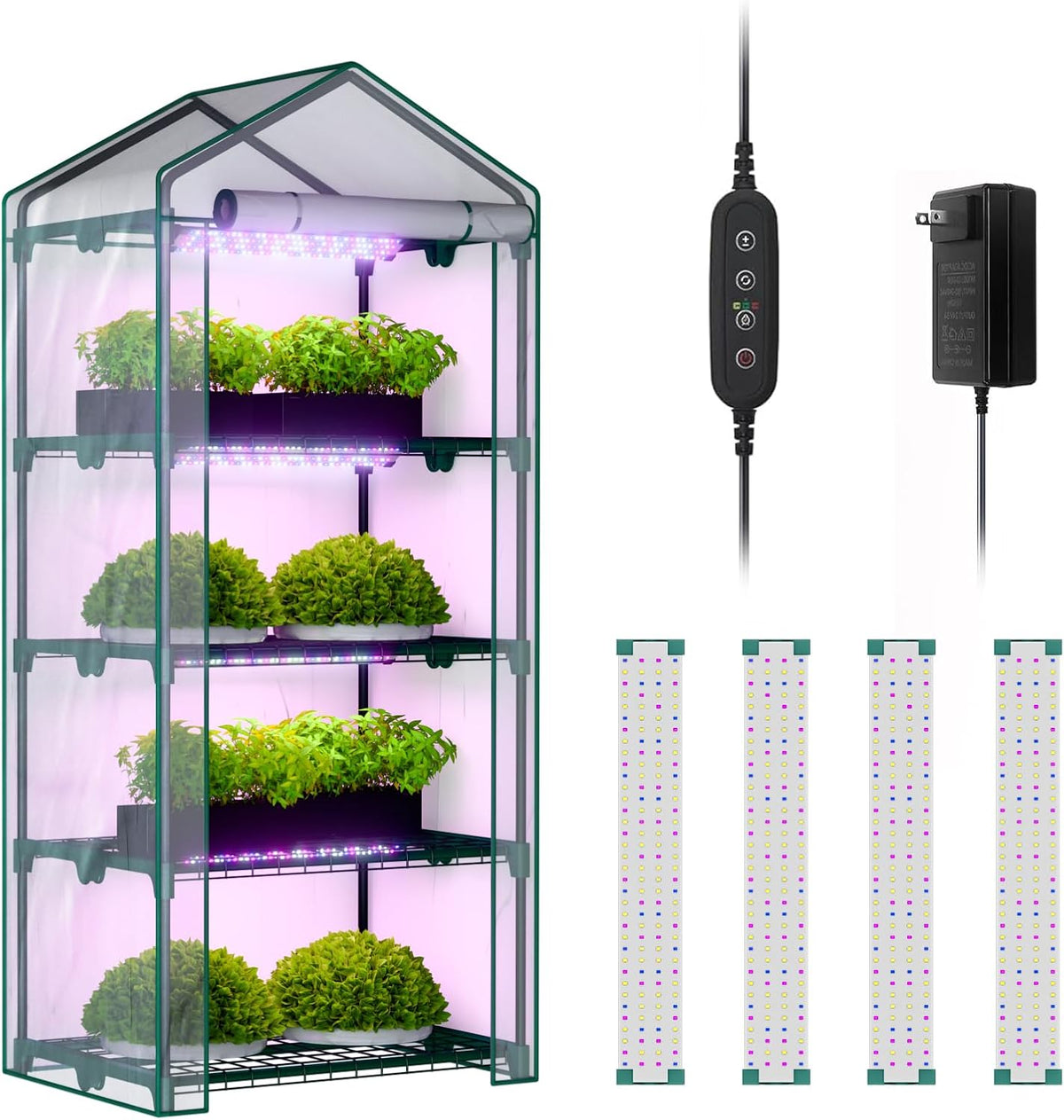 indoor greenhouse with grow lights, 4 tier 27", main product view
