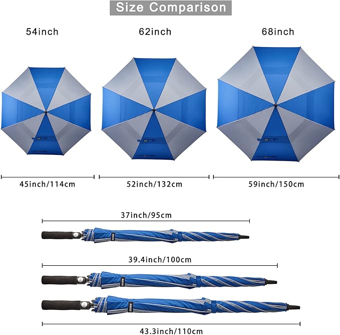 G4Free 47/54/62/68/72 Inch Automatic Open Golf Umbrella Oversize Extra Large Double Canopy Vented Windproof Waterproof Stick Umbrellas