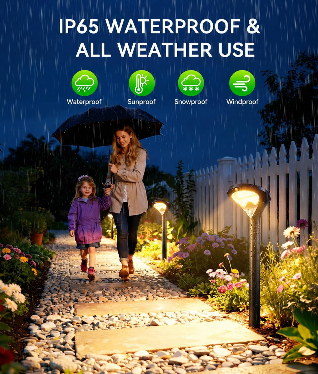Solar Pathway Lights Outdoor with Motion Sensor, 6 Pack Security Solar Garden Lights, 400LM Bright LEDs, Larger Glass Panel, 3 Modes Waterproof Path Lights for Yard Patio Walkway Driveway