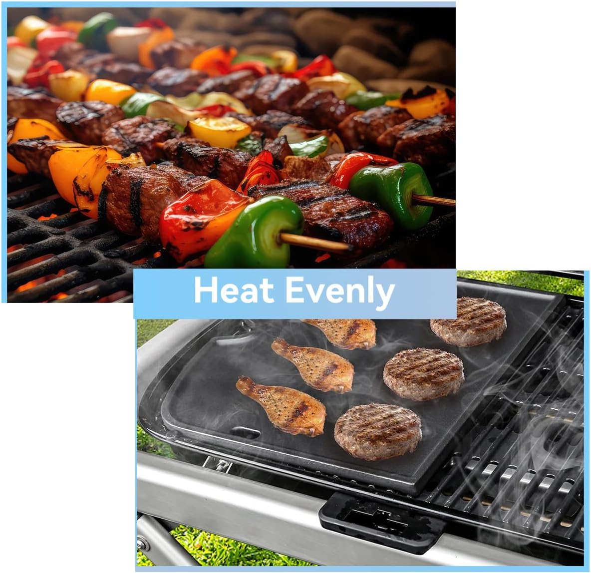 7034 Cast Iron Griddle Plate for Weber Traveler 9010001 Gas Grill | Cooking Griddle Insert for Portable Outdoor BBQ Grill Replacement Parts Non‑Stick Porcelain Raised Edge for Breakfast
