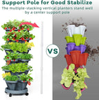 Strawberry Vertical Planters Tower Garden 3 Pack, 7 Tiered Stacking Herb Vegetable Planter with Support Pole Indoor and Outdoor - Dark Grey