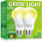 2 Pack LED Grow Light Bulbs，Full Spectrum Plant Light Bulb, 9W Replace 100W | 120V E26 Grow Bulb,Grow Light for Indoor Plants, Flowers, Greenhouse, Indore Garden, Hydroponic