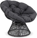 Giantex Wicker Papasan Chair with Soft Thick Cushion and High Capacity Metal Frame, 360° Swivel Ergonomic Lounge Reading Chair for Living Room, Bedroom, Patio, Indoor Outdoor Use (Grey)