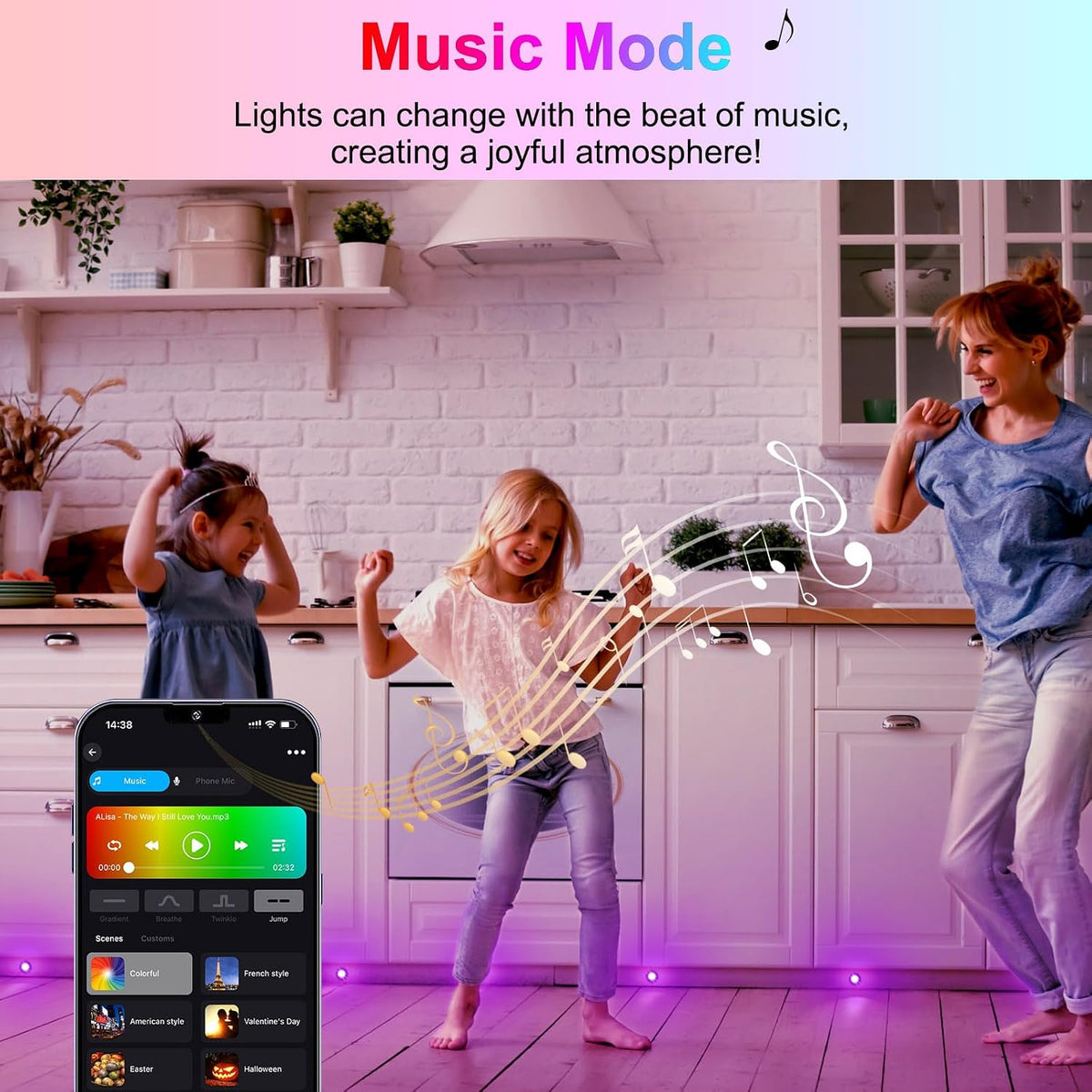 sumaote led deck lights kit, 20pcs 1.22" wifi, side view