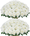 innogear white roses artificial flowers 50 pcs fake, main product view