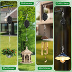 3 Pack Heavy Duty Retractable Plant Hangers Adjustable Pulleys with 63" Pull-Down Design Stainless Steel Rope Double-Headed Hooks for Hanging Baskets Bird Feeders Planters and Pots Supports up to 45lb