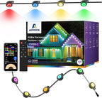 APPECK Permanent Outdoor Lights 100ft with 72 LEDs, DIY Scene Modes, Smart RGBW String Lights Waterproof, App/Remote Control for Christmas, Holiday, Alexa/Google Assistant Compatible, Black