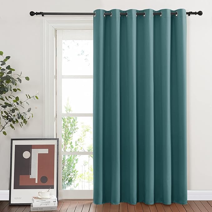 NICETOWN Blackout Room Darkening Window Curtain - Thermal Insulated Solid Grommet Blackout Curtain/Drape for Living Room (Sea Teal, Single Panel, 80 by 84-inch)