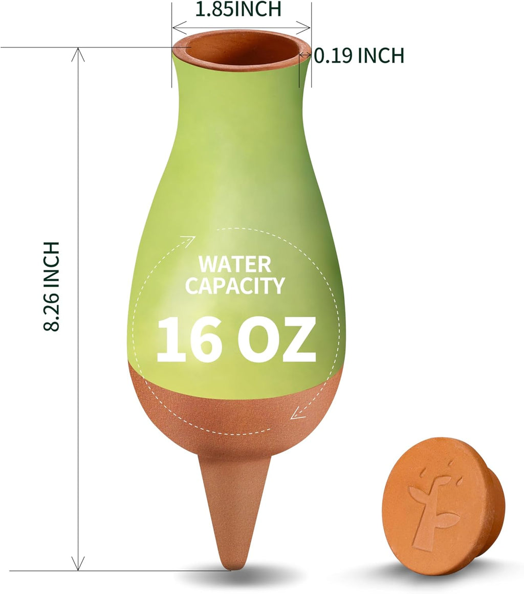Soilagua 16 oz Drip Irrigation Stakes, Large Plant Watering Globes, Olla Pots Plant Watering Devices, Self Watering Planter Insert, Watering Spikes for Outdoor Indoor Everyday Vacation Use, 4-Pack