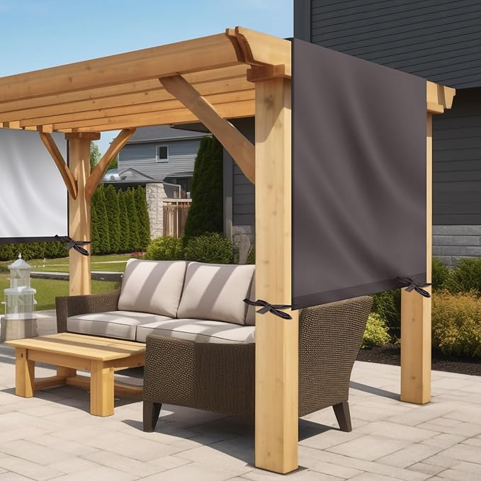 Universal Pergola Replacement Canopy Outdoor Canopy Shade Cover Waterproof Shade Top Cover for Outdoor Patio Porch Backyard(17 x 6.8 ft,Coffee)
