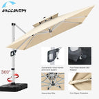 ABCCANOPY Patio Umbrella Cantilever Double Top Outdoor Offset Umbrella with 360° Rotation