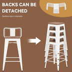 Yongchuang 26 inch Bar Stools Set of 2 Kitchen Counter Height Chairs with Wood Seat Industrial Low Back Metal Barstools Cream White