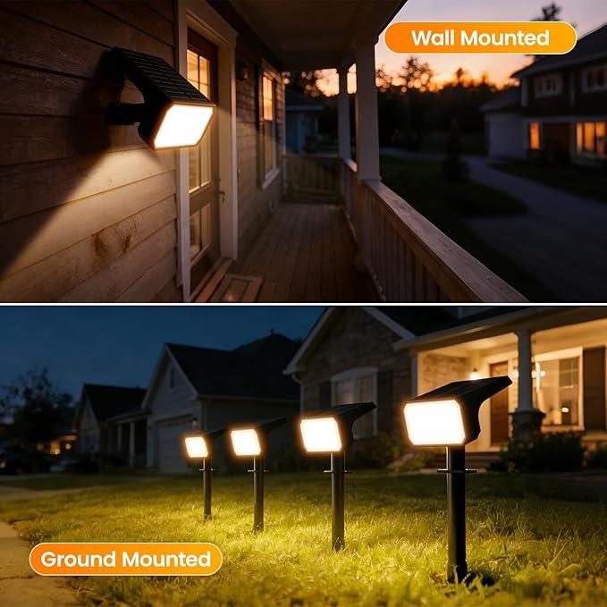 Fabrito Solar Spot Lights Outdoor 10 Pack, [108Leds, 4 Modes] Auto On/Off Spotlights, IP67 Waterproof Landscape Lights for Tree, Yard, Patio, Pool, Pathway, Driveway, Warm White