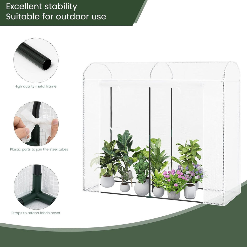 woltu garden greenhouse tunnel in galvanised steel tube shown in use