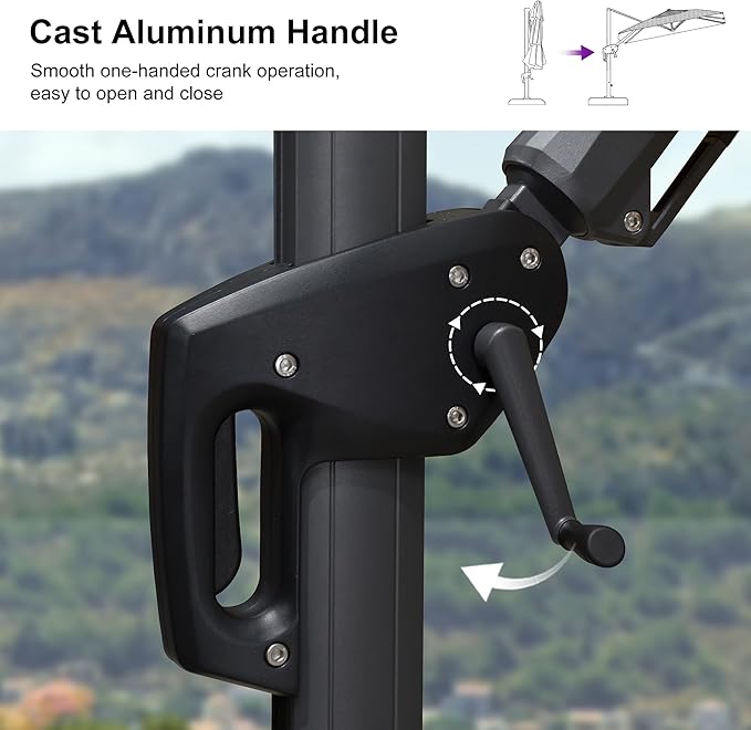 PURPLE LEAF 9.8' X 9.8' Left-right Tilting Patio Umbrella Outdoor Cantilever Swivel Square Umbrella Aluminum Offset Umbrella with 360-degree Rotation for Garden Deck Pool Patio Navy Blue