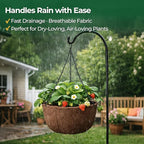 T4U Hanging Planters for Outdoor Plants, 10 Inch 6 Pack Fabric Hanging Baskets with Drainage Tray, Decorative Hanging Pots for Plants Outdoor Patio Porch Garden Use（Brown）