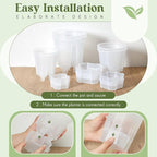 Self Watering Pots for Indoor Plants with Deep Reservoir and High Drainage Holes for Outdoor Plants and Flowers, Bare Root Planter(4.72'', 5.91'', 7.09'',Clear,3 Pcs)