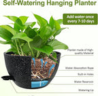 WOUSIWER Self Watering Hanging Planters, 2 Pack 12'' Plastic Pots with Drainage Holes & Reservoir Tray (Speckled Black) | Indoor & Outdoor Use for Ferns, Ivy, Herbs, Succulents
