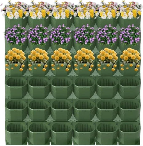 36 Pockets Living Wall Planter Indoor, Self Watering Wall Hanging Planters for Outdoor Plants Stackable, Cascading Vertical Planter Garden (36 planters)