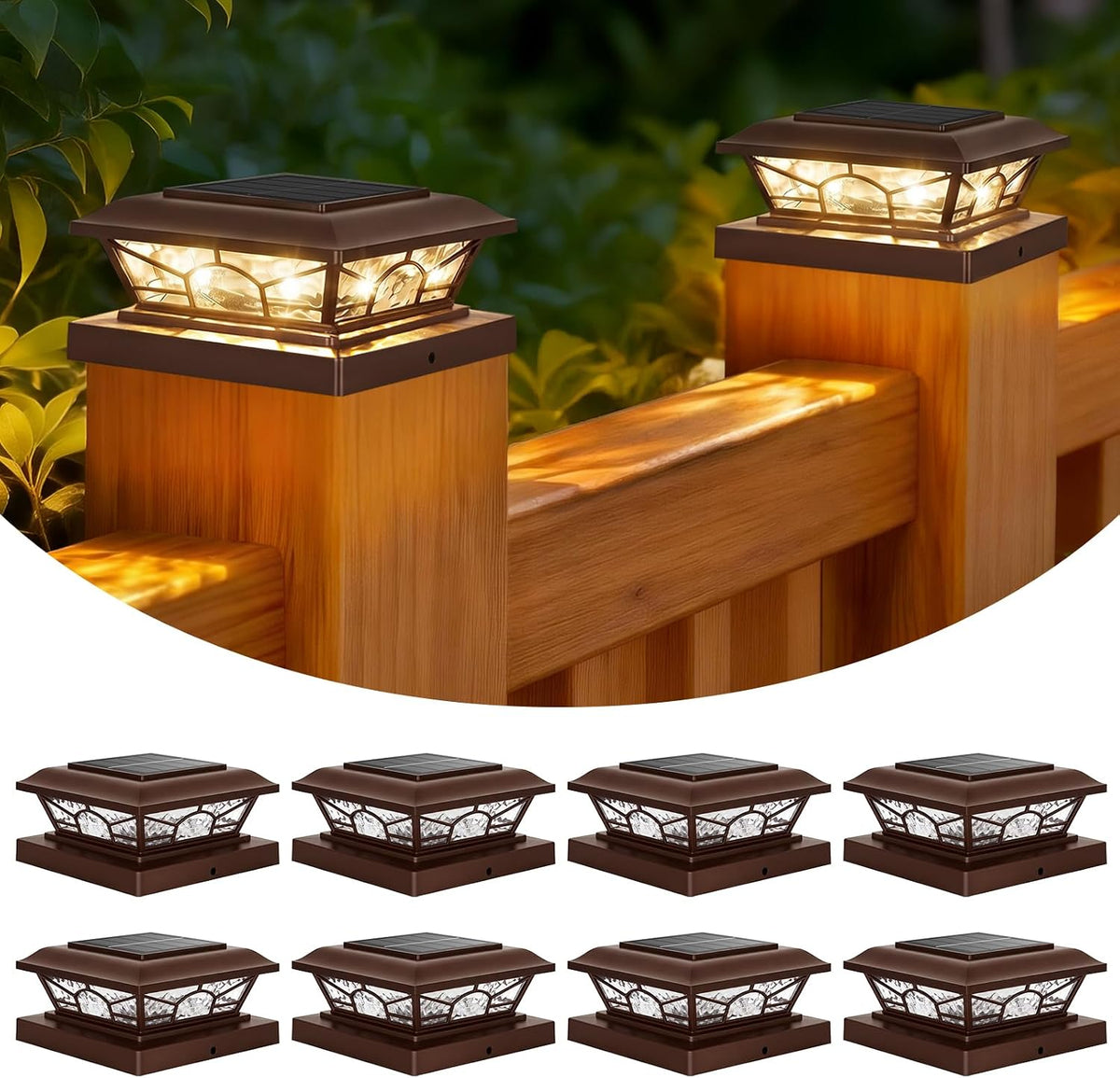 brightever 4x4 post solar lights, solar post cap, main product view