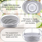 Tioncy 50 Pcs Plastic Hanging Planter Round Hanging Pot for Plants Containers with Hook Flower Plant Pots Holders for Outdoor Indoor Plant Balcony Garden Decor(Gray White)