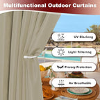HolidayIdeas Grommet Outdoor Curtains for Patio Waterproof 8 Pcs All Weather Balcony Outside Curtains for Apartments, Gazebo, Pergolas, Porch, 54x108 Inch, Taupe