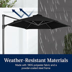 Best Choice Products 10ft Solar LED Offset Cantilever Hanging Market Patio Umbrella, Smooth 360° Rotation, 8 Sturdy Ribs, Easy Adjustment - Black