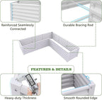 A ANLEOLIFE Set of 8, 18 Inch Tall Antique White Raised Garden Beds Kit, L-Shaped & Rectangular Metal Planters – Ideal for Backyard Vegetables Flowers Herbs