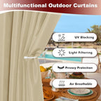 HolidayIdeas Grommet Outdoor Curtains for Patio Waterproof 8 Pcs All Weather Balcony Outside Curtains for Apartments, Gazebo, Pergolas, Porch, 54x108 Inch, Cream