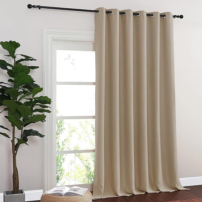NICETOWN Blackout Curtains & Drapes - Privacy Thermal Efficiency Backdrop Curtains for Bedroom Room Divider Living Room Patio Sliding Glass Door, Wide 80 x Long 144 inch, Taupe, 1 Panel