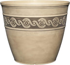 Classic Home and Garden Corinthian Resin Planter Pot - Outdoor & Indoor Plant Pot - Round Planter for Plants & Flowers (13" Ivory Ash, Pack of 1)
